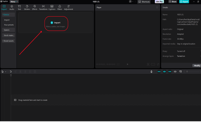 Import your video to remove background